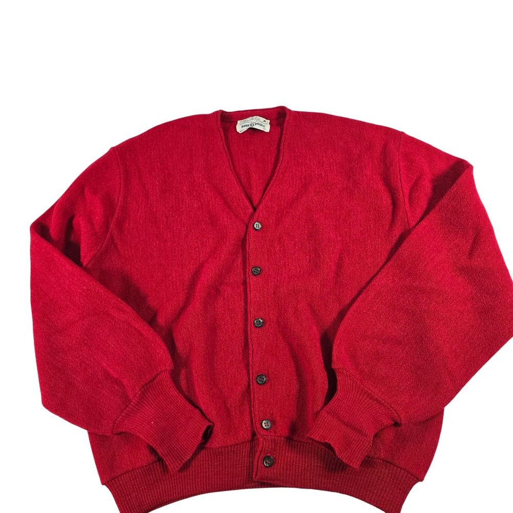 Robert Bruce Arnold Palmer Red Alpaca Wool Cardigan Sweater Mens XL Made in USA